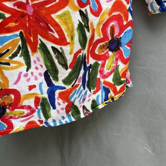 Linen Blend By Heater Orchard Multicolored Off The Shoulder Top Shirt Sz L - Picture 3 of 7